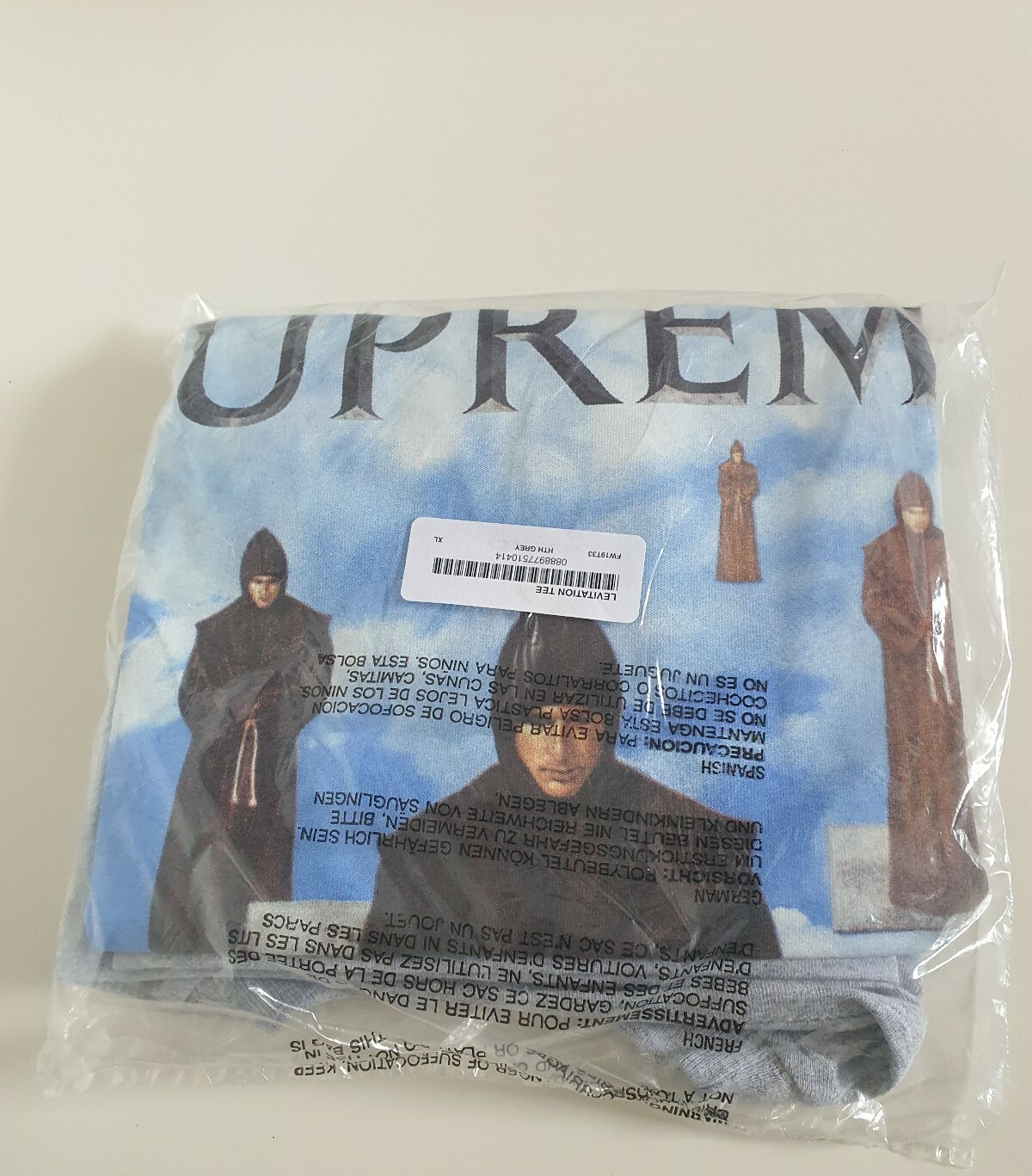 FW19 Supreme Levitation heather grey Tee XL T-shirt New Unopened Made In USA thumbnail 3