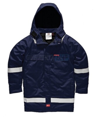 Dickies Pyrovatex Antistatic Jacket Heavyweight F/R Hi-Vis FR5201 Navy Small