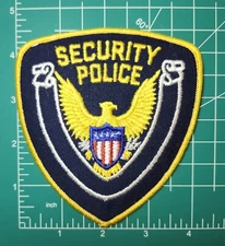 SECURITY POLICE Eagle Shield Patch | Gold Border on Black Twill