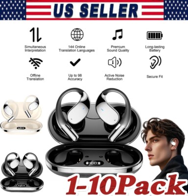 3In-1 Smart Voice Translation Earbuds 150+ Languages Real Time Translator US LOT