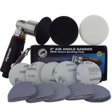 75mm (3") Mini Air Sander/Polisher Kit 50 Sanding Discs + Polishing & Foam Heads