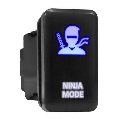 NINJA MODE Blue/White LED Backlit Tall Push Button 1.54''x 0.83'' (Fit: Toyota)