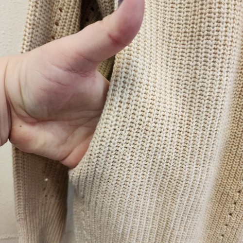 Cardigan maglione M beige bottoni nonno oversize scollo a V minimalista accademico - Foto 4 di 9