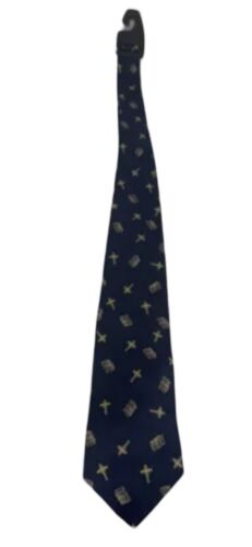 PARQUET Azul y Dorado Santa Biblia y Cruz Corbata Cuello Corbata Hecho a Mano NUEVO - Imagen 4 de 6