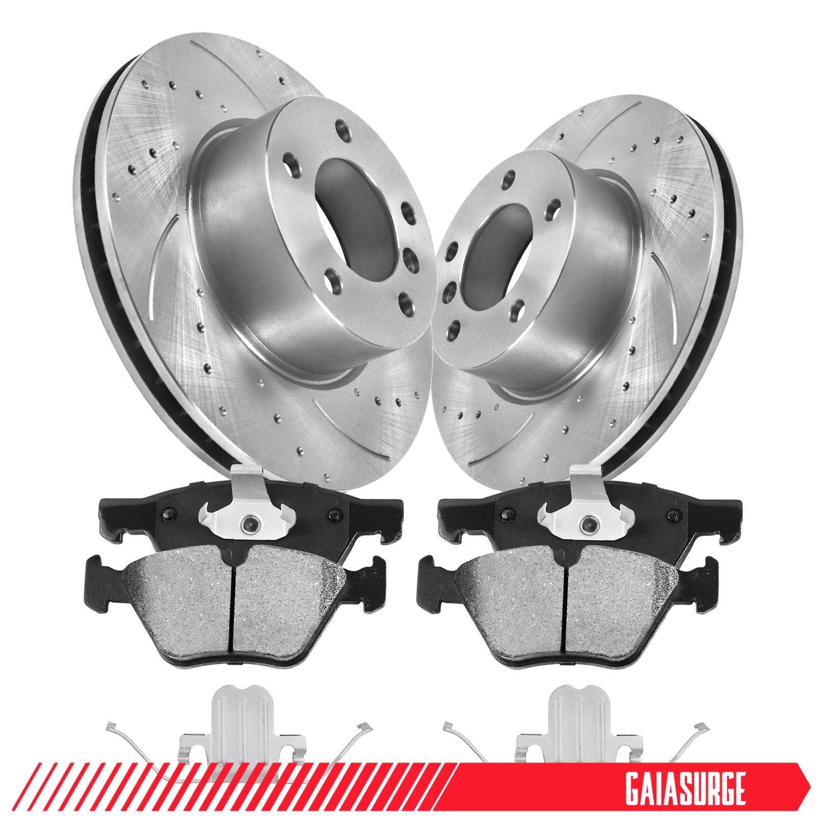 Front 300mm Drilled Slotted Rotors + Ceramic Brake Pads for 2007 BMW