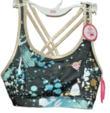 New Girls XL 16-18 Justice Reversible Sports Bra Strapy Back