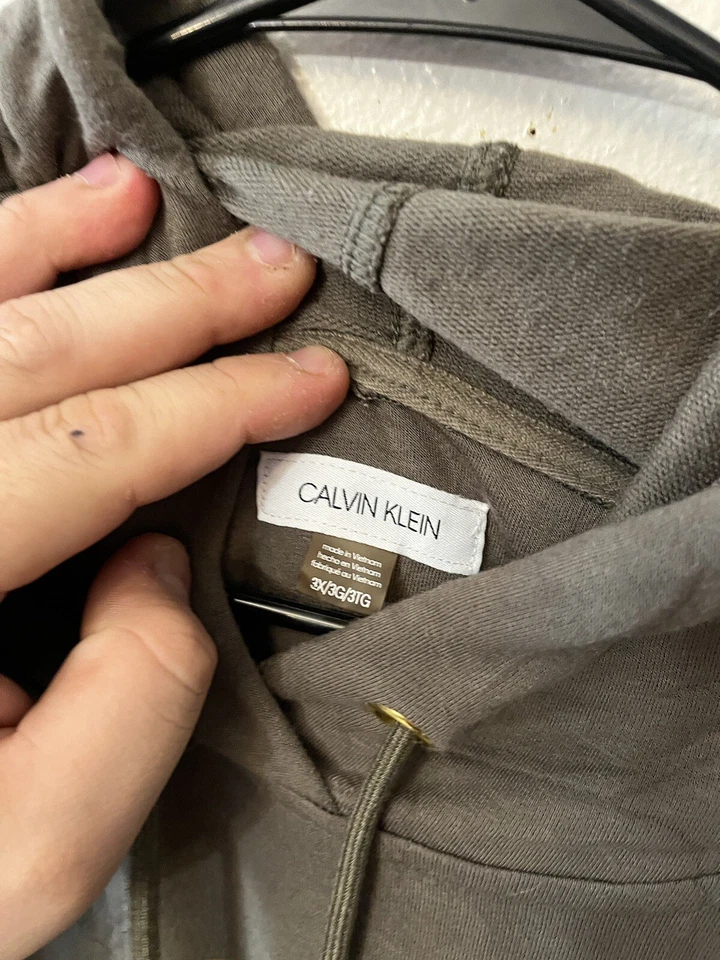 Calvin Klein Hoodie Tunic Dress Hoodie Stretch Brown Gold Logo 3X - Image 2 of 4