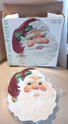 VNTAGE 9  1/4 X 8''  WIDE SANTA FITZ & FLOYD CHRISTMAS CANAPE SERVING PLATE IN BX