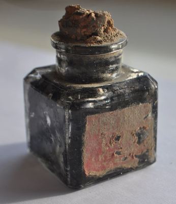 1900s Europe Germany? Interesting Clear Glass Ink Bottle wtih Cork