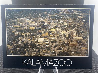 Postcard Kalamazoo Michigan MI Birds Eye View B3