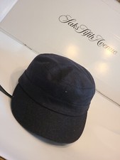 550 New Brunello Cucinelli Men's Flannel Baseball Cap Blue Large Adjustable Sz