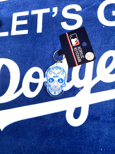MLB Los Angeles Dodgers Sugar Skull Acrylic Keychain - Picture 2 of 4