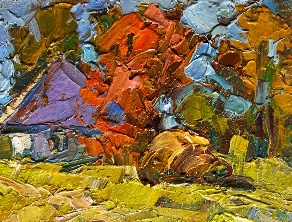 Pintura al óleo El otoño ha llegado al pueblo O. Ivanyuk original nAAA4077 Foto 4 de 4