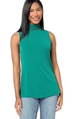 Susan Graver Modern Essentials Reg Liquid Knit Mock Neck Tunic Vibrant Green