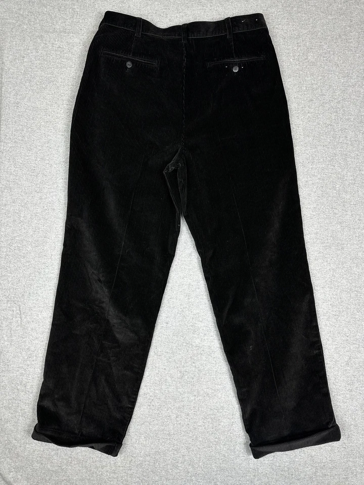 Мужские вельветовые брюки Jos A Bank 35x30 черные плиссированные брюки с манжетами классические - Изображение 2 из 4