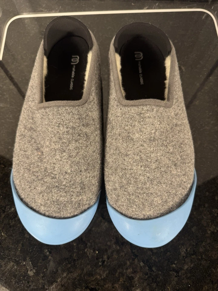 Mahabis Classic Slippers Gray Blue Women’s EU40 Wool Indoor Shoes Slip On - Image 3 of 4