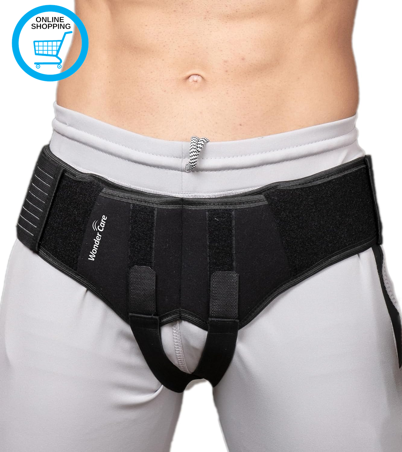 Black Inguinal Hernia Belt for Men Groin Support Truss Groin Brace with Adjustab