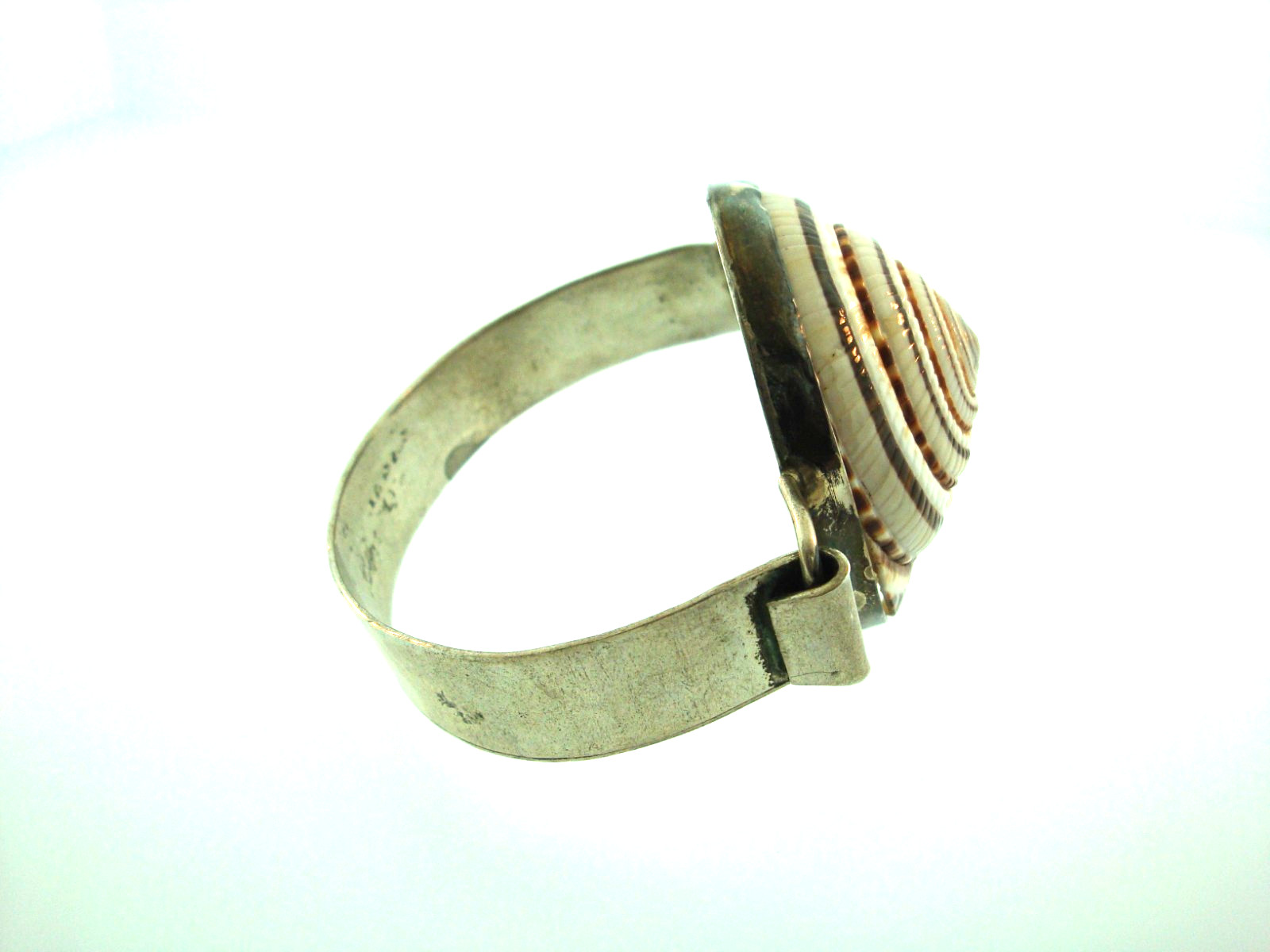 Sterling Silver Seashell Cuff Hinged Bracelet - image 4