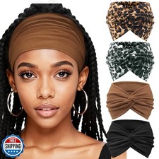 AQOKKA Extra Wide Headbands for Women Large Turban Headband Non Slip Boho Ela...