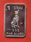 New ListingFine Silver 1 Gram With Boxer Dog Image! Pure .999 Solid Silver Art Bar!