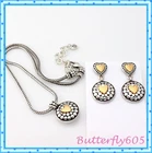 Brighton Temple Heart Two-Tone Necklace Post Earrings Retired Set Pouch