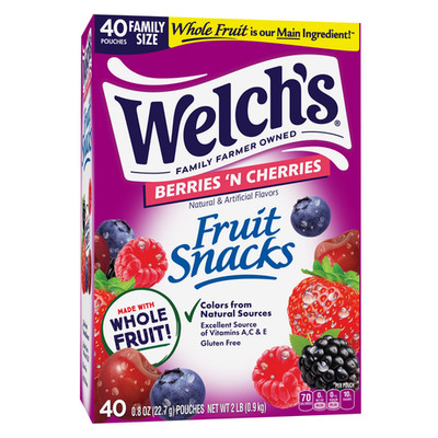 Welch's Fruit Snacks Berries 'n Cherries Gluten-Free Bulk Pack 0.8oz 40 Count