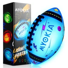 Light Up Football Birthday Gift for Kids & Teens 3-15+,RGB Rechargeable Glow ...