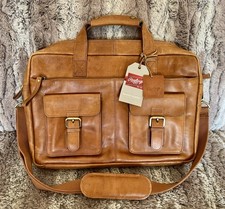 Rawlings Rugged Leather Laptop Bag Briefcase Messenger Tan / Brown Genuine (NEW)