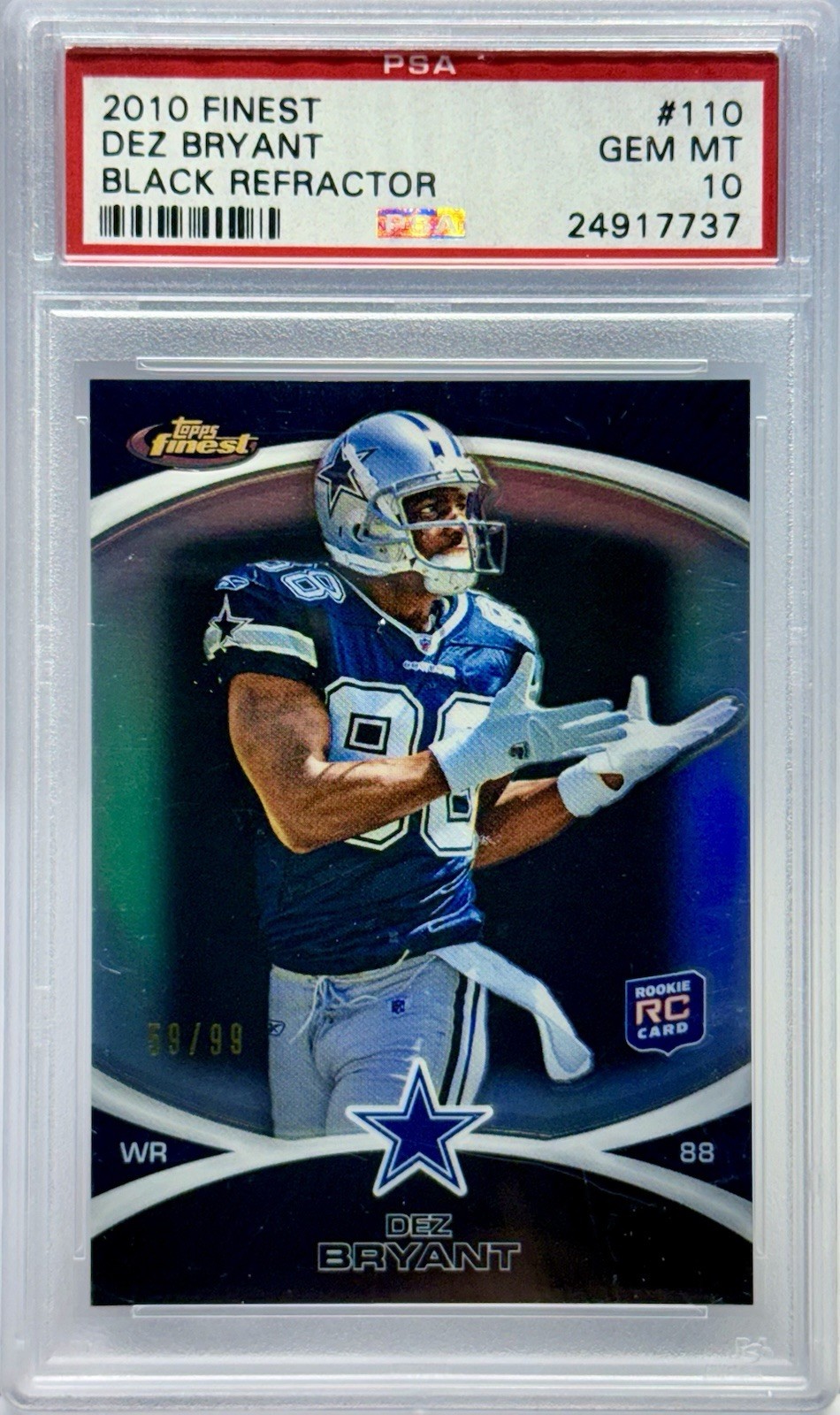 2010 Finest Dez Bryant /99 Black Refractor #110 PSA 10 Rookie RC Cowboys Pop 2