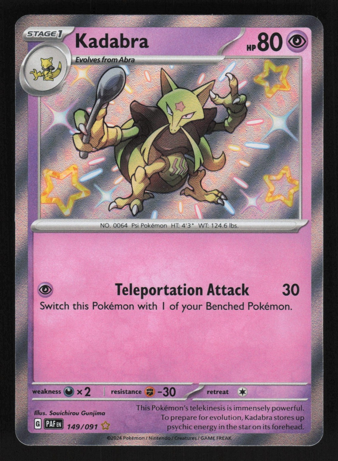 English NM Kadabra 149/091 PAF Holofoil Pokemon SV: Paldean Fates