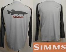 Simms Tech Tee Men's M Artist Series Musky/Sterling/Steel LS UPF NWT #Z4915