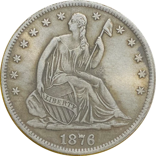 1876-CC U.S. SEATED LIBERTY SILVER HALF DOLLAR 50c COIN (XF-Extra Fine)