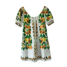 FARM Rio Dress Size XS Papaya Salad Mini White Organic Cotton Tropical Resort