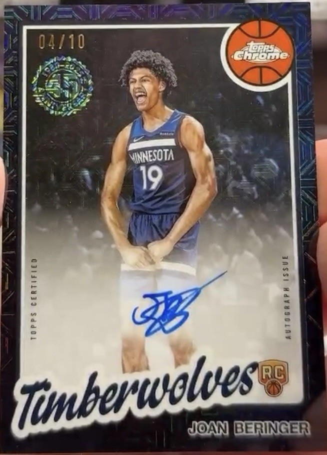 2025-26 Topps Chrome Black MOJO  Joan Beringer Timberwolves RC Auto #/10