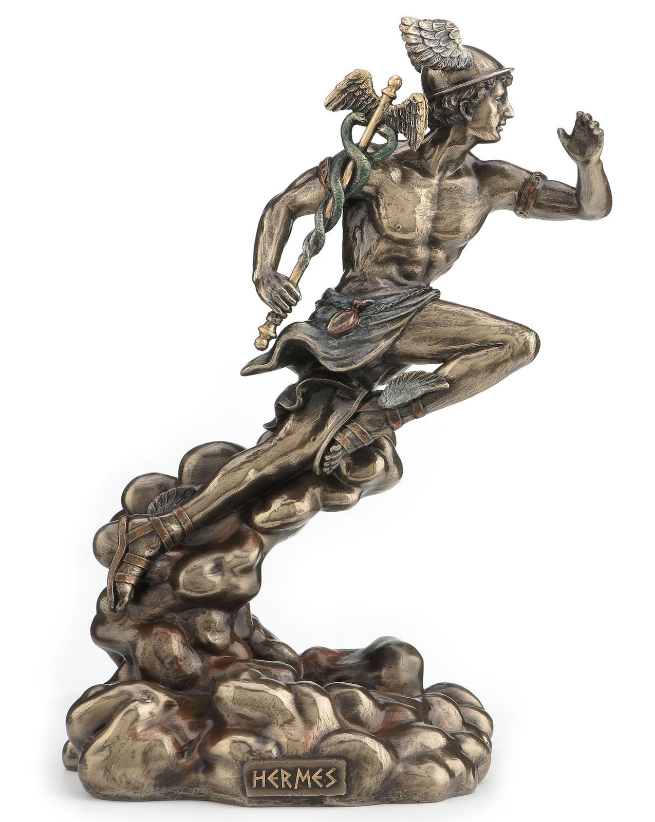 Hermes Running with Caduceus Bronze Figurine (By Veronese)