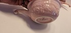 Set 9  Vtg Oven Serve Ware Pcs Custard  Bowl Soup Cups Embossed Rose Motif Pink  — photo 9