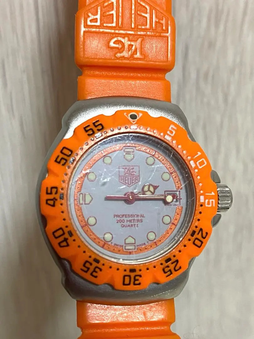 TAG HEUER フォーミュラ1 370.513 クォーツ 稼働品 デイト TAG Heuer Formula 1 373.513 Professional 200m Quartz 34mm Orange