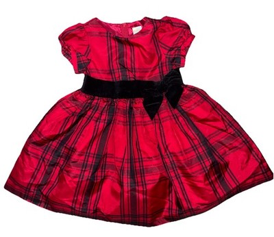 Gymboree Red Black Plaid Silk Style Fancy Holiday Dress Size 2T RARE HTF  