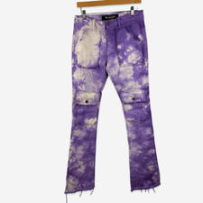 Valabasas Mens Stacked Purple Jeans Size 32 Distressed Tie Dye Cargo Pocket