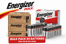 Energizer Max Alkaline Batteries 84 Pack (42x AA + 42x AAA) 1.5V EXP. 12/2034 0.30 per battery