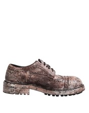 Dolce & Gabbana Brown Leather Distressed Brogue Lace Up Men's Shoes
