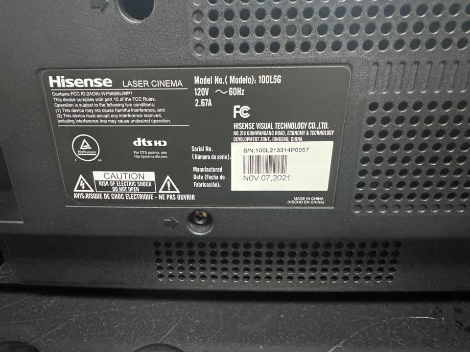 Hisense 100L5F 100" 4K UHD Android Smart Laser TV w HDR (No Screen) New - Image 2 of 4