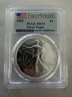 2024 American Silver Eagle PCGS MS70 First Strike Slabbed 99% Silver