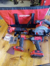 CRAFTSMAN V20 4-Tool 20-volt Max Power Tool Combo Kit- One Battery Bag Lot