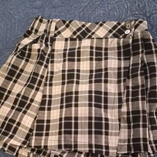 Justice Girls Plaid Pleated Skort Button Accents Built-in Short Size 14