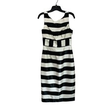ASOS Black And Ivory Striped Posh Pencil Dress Size 6 NWT