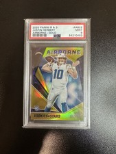 2020 Rookies & Stars Airborne #AB22 Justin Herbert Gold /10 SP Rookie RC PSA 9