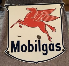 VINTAGE Original MOBIL GAS PORCELAIN Advertising SIGN GAS PUMP PLATE I.R. 54