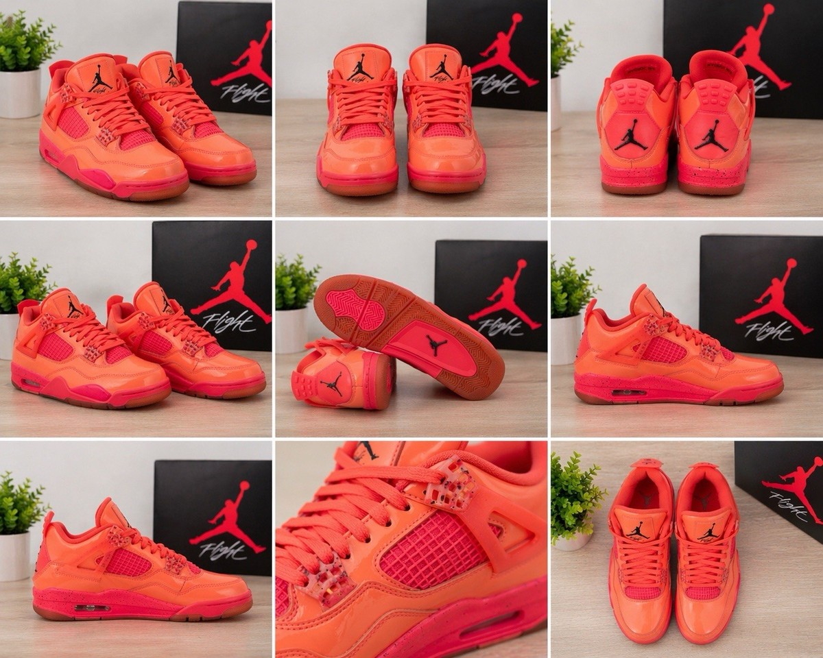 Jordan Air Jordan 4 Retro Orange Red Low Top Athletic Sneaker | eBay