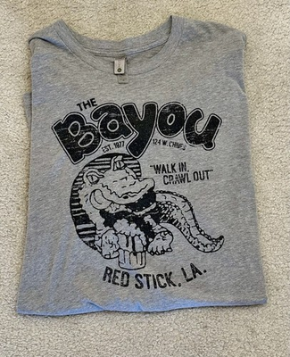 #ad Vintage quot;The Bayouquot; Baton Rouge College Bar T Shirt Men#x27;s XL Next Level Cotton $28.00